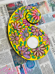 Paisley Candle Holder - Yellow