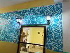 Free hand abstract art in Teal color