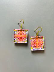 Rangoli-on-Holi glass Earrings
