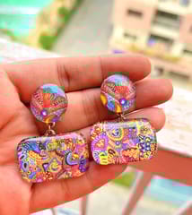 A-butterfly-in-a-vivid-world glass Earrings