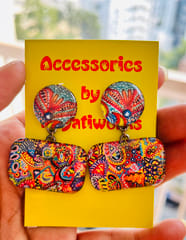 A-butterfly-in-a-vivid-world glass Earrings