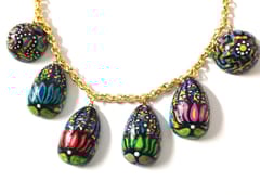 I Love My Lotus Hanpainted Wooden Necklace