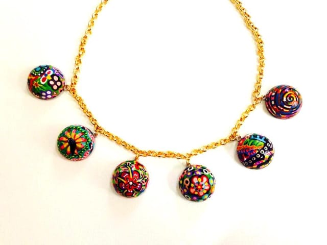 I am THE Hanpainted Wooden Semi Spheres Necklace