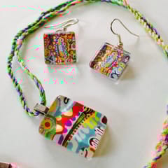 Morning Bliss Glass Pendant and Earrings