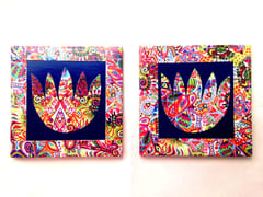 Blue Lotus Summer Trail Set of 2 Ceramic Coasters