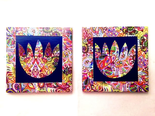 Blue Lotus Summer Trail Set of 2 Ceramic Coasters