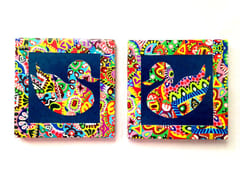 Blue Swan Colorisma Set of 2 Ceramic Coasters