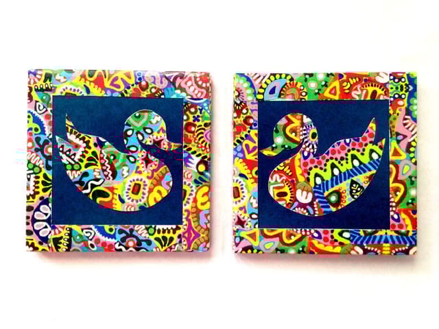 Blue Swan Colorisma Set of 2 Ceramic Coasters