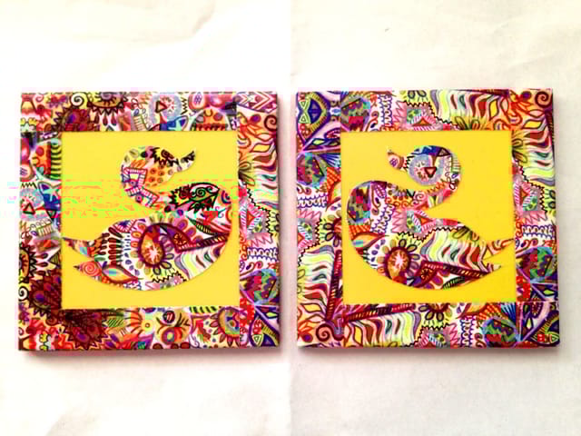 Yellow Swan Summer Trail Set of 2 Ceramic Coasters