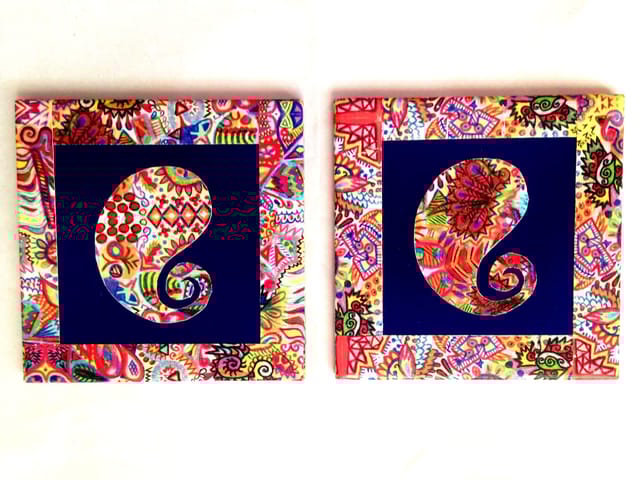 Blue Paisley Summer Trail Set of 2 Ceramic Coasters