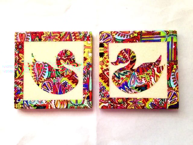 White Swan Summer Trail Set of 2 Ceramic Coasters