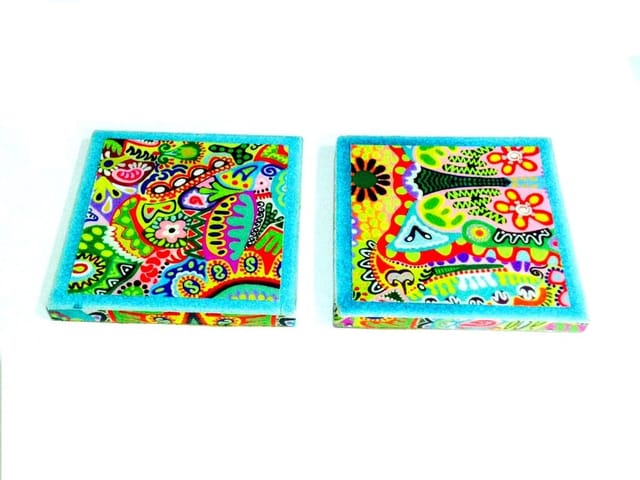 Khyatiworks Blue Ceramic Coaster Colorama