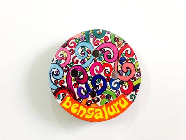 Florosphere Button Bengaluru Wooden Magnet Khyatiworks
