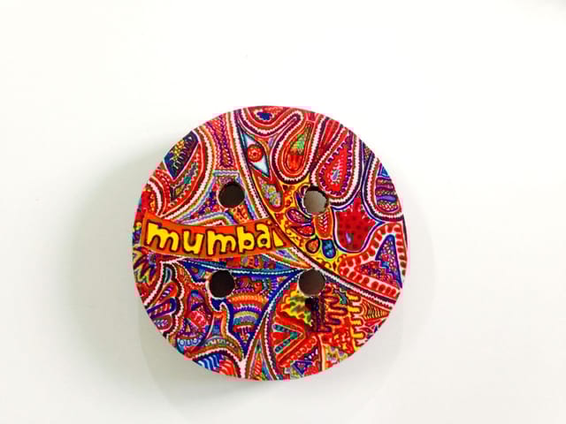 Art Button Mumbai Wooden Magnet Khyatiworks