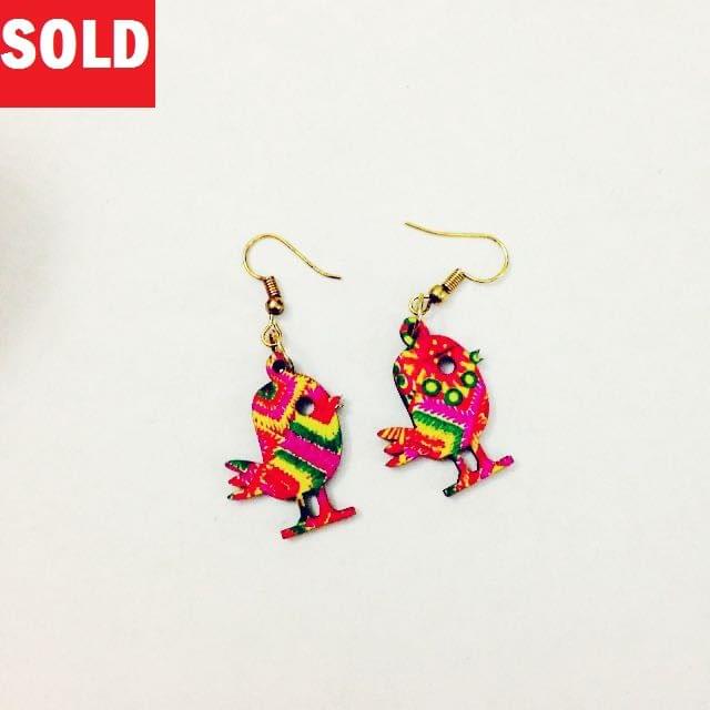 [SOLD] Artwork Wooden Earrings - Tweety - Khyati's Phulkari