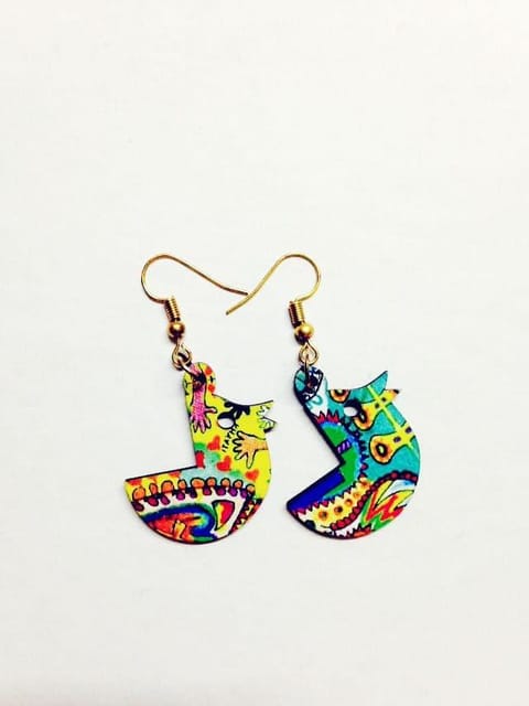 Artwork Wooden Earrings - Big Bird - Spring Fiesta