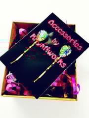 colored mor pankh drops hair pin