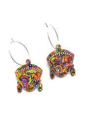 [SOLD] ARTWORK WOODEN EARRINGS - Durga in When Colors Speak ARTWORK