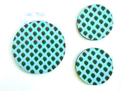 Mor Pankh Round Mat and Coaster Set