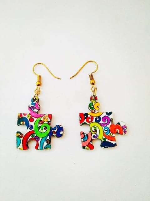 PUZZLE WOODEN EARRINGS
