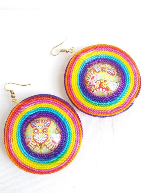 BRIGHT COLORS CIRCLE GLASS EARRINGS