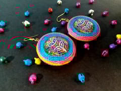 RAINBOW THREAD GLASS EARRING- CIRCLE SHAPED