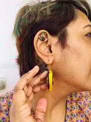 RAINBOW THREAD GLASS EARRING- HEART SHAPED