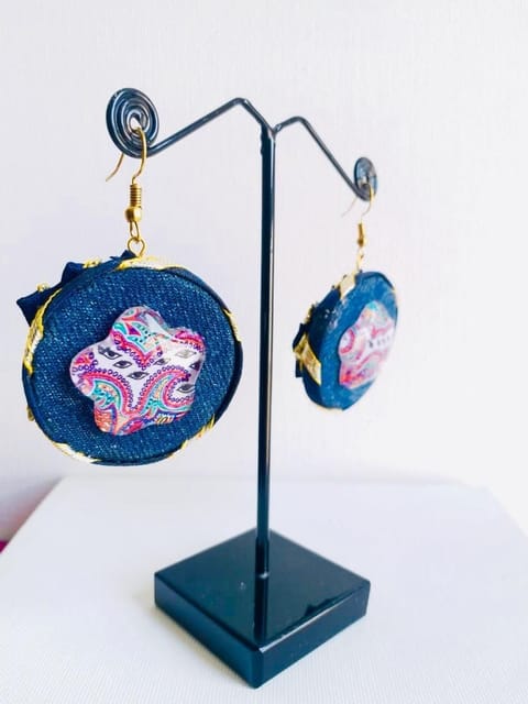 ' THE STORY OF WAVES ' DENIM GLASS EARRING - DARK BLUE GOTTA