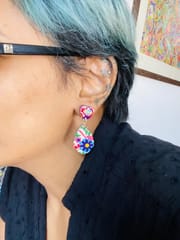 ‘Honeyed’ leaf and heart clay earrings