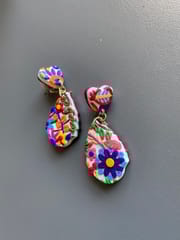 ‘Honeyed’ leaf and heart clay earrings