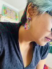 ‘Honeyed’ leaf and heart clay earrings