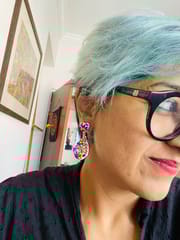 ‘Honeyed’ leaf and heart clay earrings