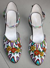 [SOLD] Candy-Sandies - Hand Painted Shoes by Khyatiworks