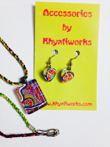 Sub-Rosa Glass Pendant and Earrings