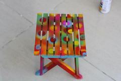 RAINBOW SHOWERS - Hand Painted Small Folding Table
