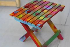 RAINBOW SHOWERS - Hand Painted Small Folding Table