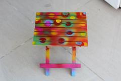 RAINBOW SHOWERS - Hand Painted Small Folding Table