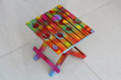 RAINBOW SHOWERS - Hand Painted Small Folding Table