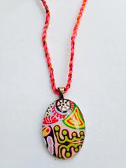 Color-ange Oval Glass Pendant