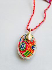 Color-ange Oval Glass Pendant