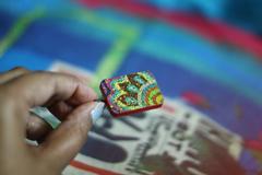 [SOLD] Suryarangi - Hand painted Wooden Pendant