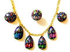 I Love My Lotus Hand Painted Wooden Necklace