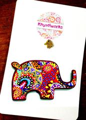 Rangeen Haathi Wooden Magnet Khyatiworks