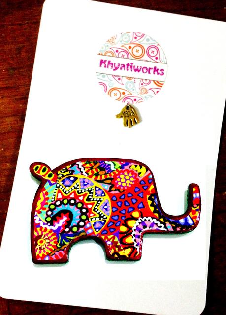 Rangeen Haathi Wooden Magnet Khyatiworks