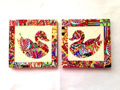 White Swan Summer Trail Set of 2 Ceramic Coasters