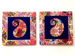 Blue Paisley Summer Trail Set of 2 Ceramic Coasters