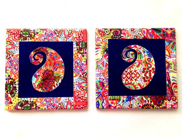 Blue Paisley Summer Trail Set of 2 Ceramic Coasters