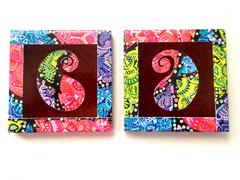 Brown Paisley Vibgyorise Set of 2 Ceramic Coasters