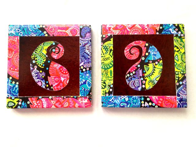 Brown Paisley Vibgyorise Set of 2 Ceramic Coasters