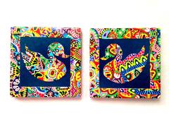 Blue Swan Colorisma Set of 2 Ceramic Coasters